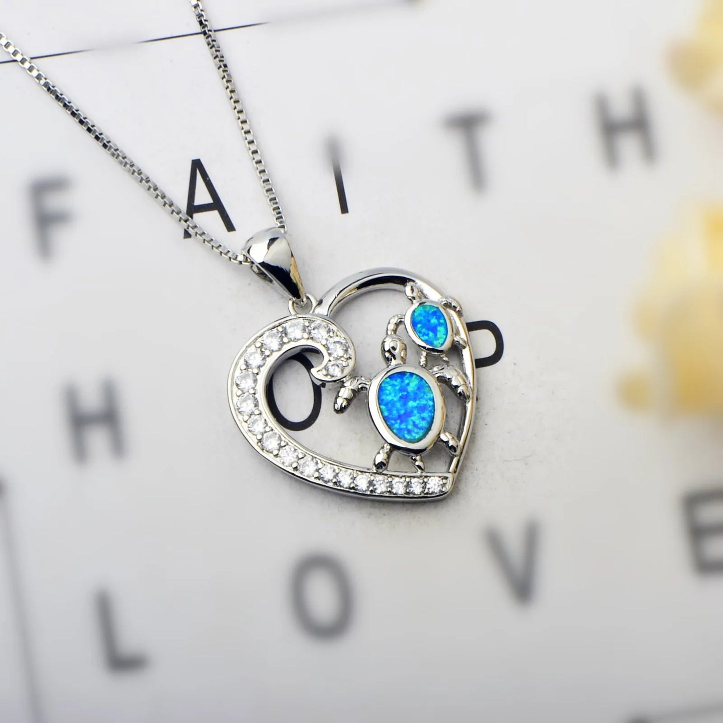 TikTok INS Wind Hawaii Beach Explosion Copper Alloy Opal Turtle Animal Pendant Silver Plated Vintage Women's Wholesale Pave Box