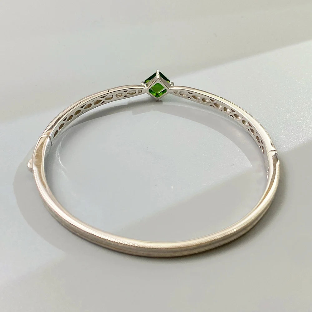 Gioiellieri Sterling Silver Emerald Bracelet with Natural Green Stone for Ladies S925 Fine Jewelry Elegant Gemstone Anniversary Present