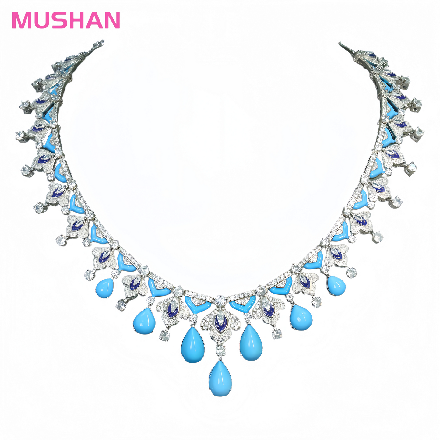 MUSHAN Jewelry Factory 925 Silver 18K Gold Plated Luxury Water Drop High Carbon Diamond Musa Green Jewelry Pendant Necklace for