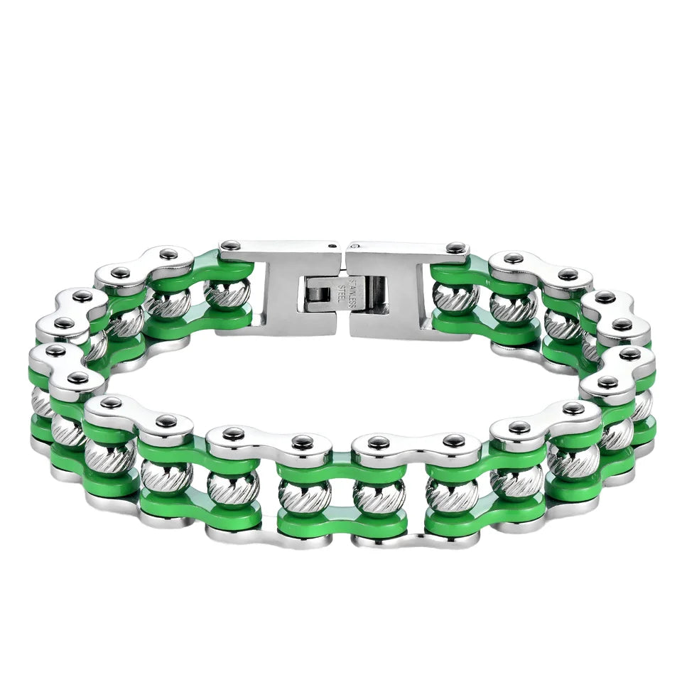 REBEL European American Men's Trendy Rock Style Bicycle Bracelet Hip-Hop Geometric Stainless Steel
