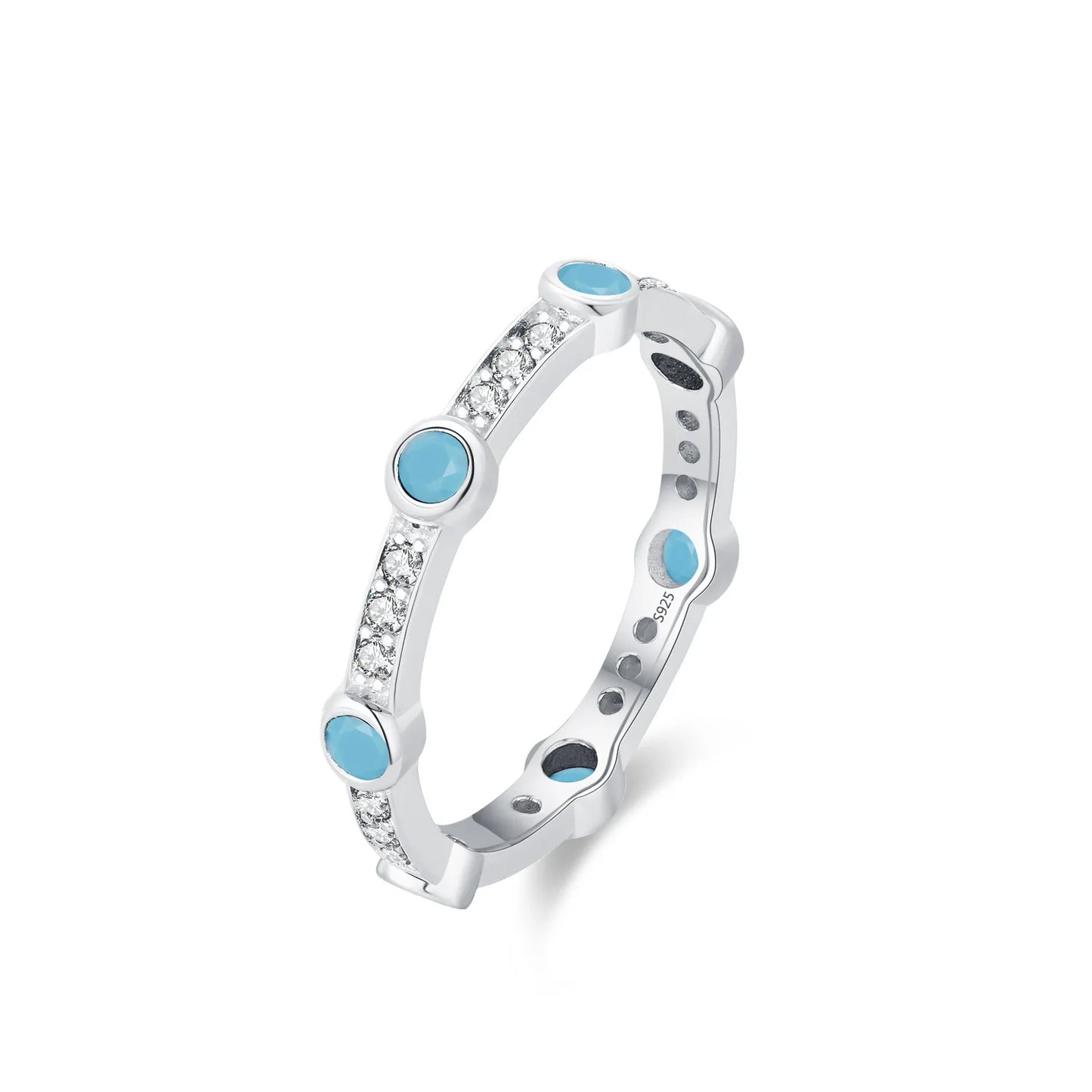 Wholesale 925 Sterling Silver Temperament Turquoise Retro Fashion Ring Earrings Jewelry Set Gift Set