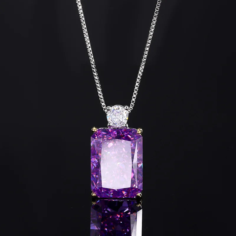 Gemfiori High Class Exquisite Purple Pendant Perfume Bottle Earrings Fashion Ring Temperament Jewelry Set