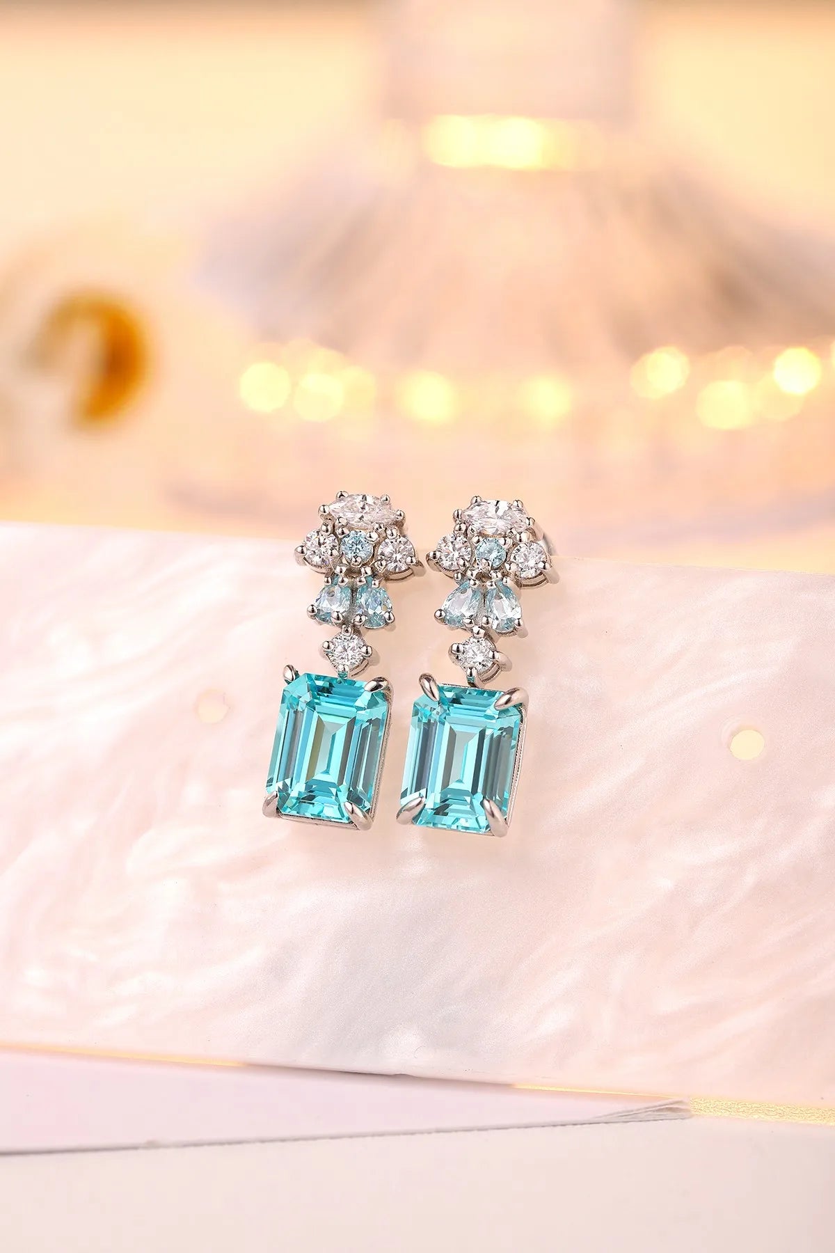 Gemfiori Anster High Quality S925 Lab Grown Paraiba Earring Stud Dainty Gemstone Stud Earrings for Women Daily Wear Gift