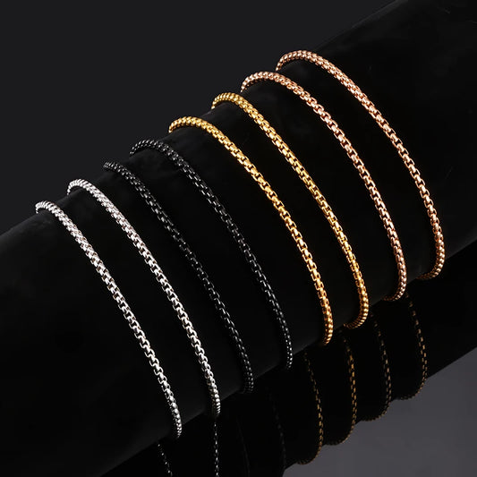 REBEL 18K Gold Plated Stainless Steel Link Chain Necklace for Men Women Black Rose Gold Color Waterproof Jewelry Simple Necklace