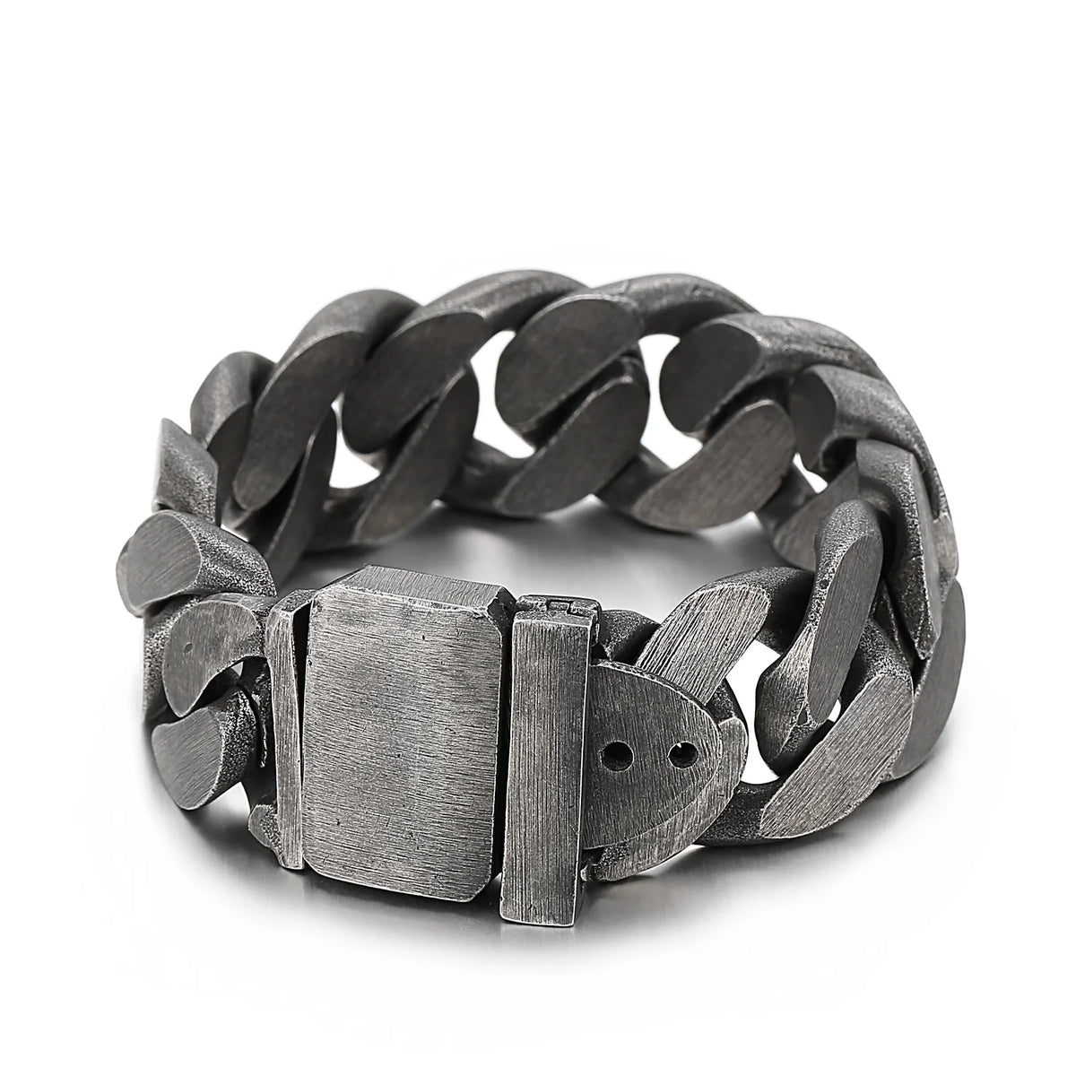 REBEL 316L Cuff Jewelry Hip Hop Cuban Link Chain Bracelet Stainless Steel Men Bangle