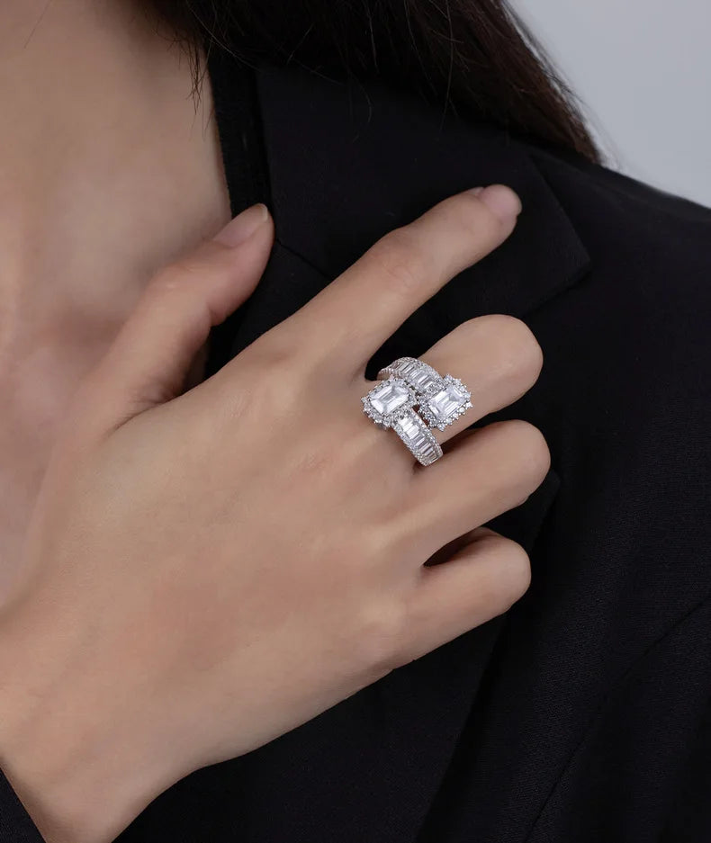 MuShan Jewelry Factory  Elegant Purple Diamond 10 * 16 Oval High Carbon Diamond Ring for Ladies 925 Pure Silver Jewelry