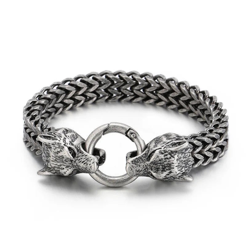 KALEN Viking Wolf Charm Pulseras De Lobos Para Hombre Acero Inoxidable Mexicanas Stainless Steel Bracelet