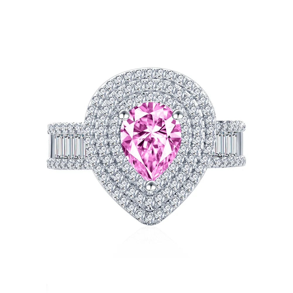 MuShan Jewelry Factory New Luxury Set Push square Full Diamond Pure Silver Ring  Women High Carbon Diamond Light Luxury Jewelry