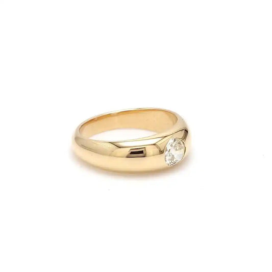 Luxury 14k Gold Old Mine Cut Diamond Rhodium Plated Gypsy Band Ring Chunky Wedding Stackable Fine Jewelry Wholesale Rings