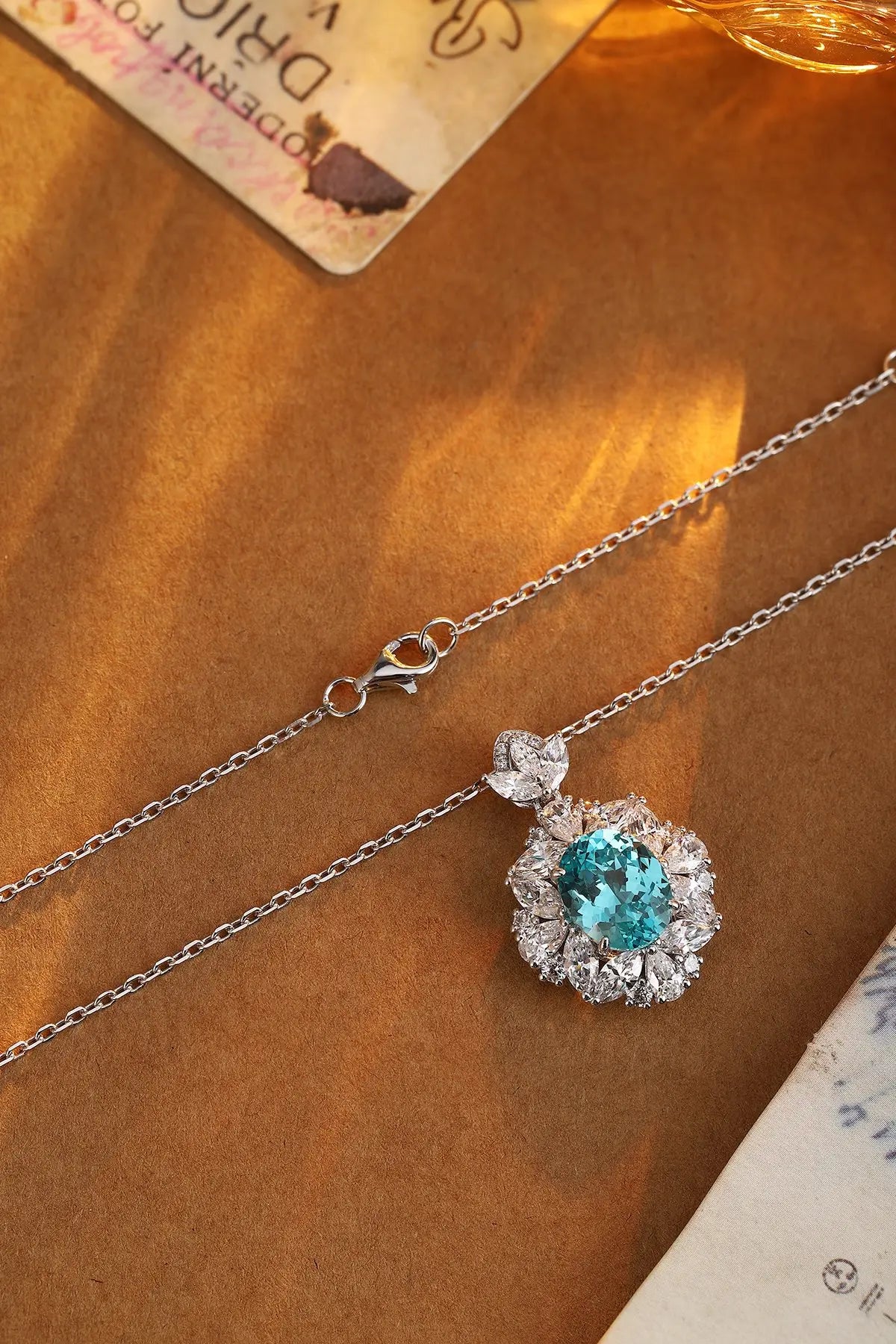 Gemfiori Anster 925 Sterling Silver High-quality Cultivated Paraiba Necklace - Suitable for Parties or As a Gift