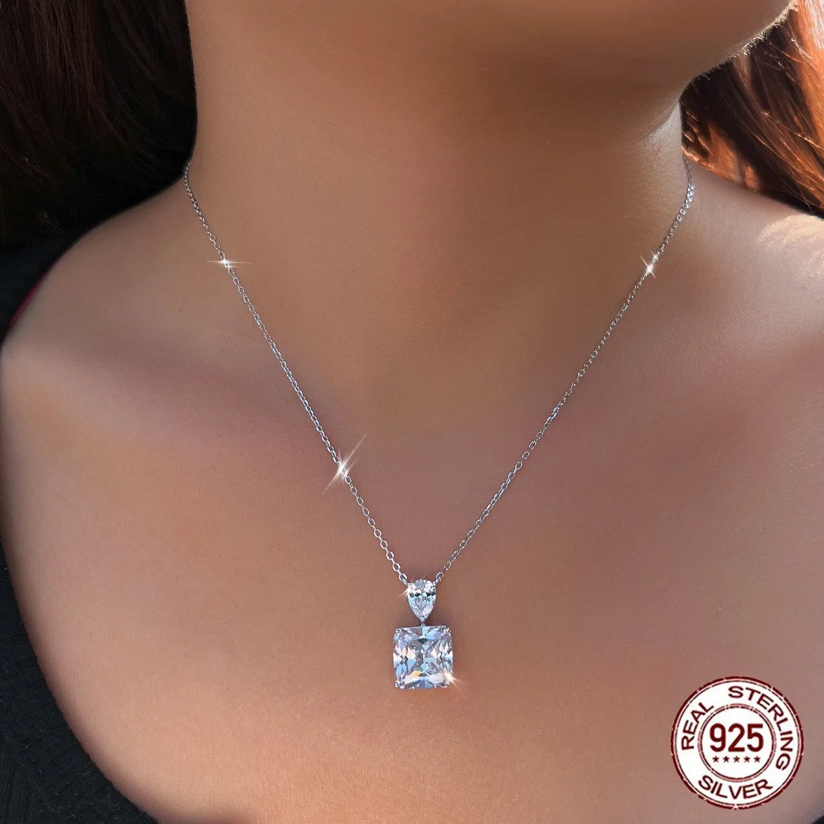 S&S 925 Sterling Silver 8A Ice Flower Cut CZ Pendant Necklace – Rhodium Plated – Collection