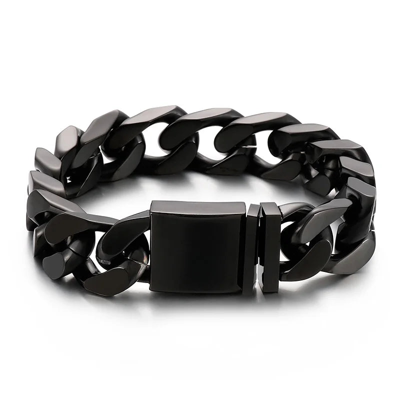 VIKING Mens Hip-Hop Cuban Link Bracelet – Silver, Gold, Black & Rainbow