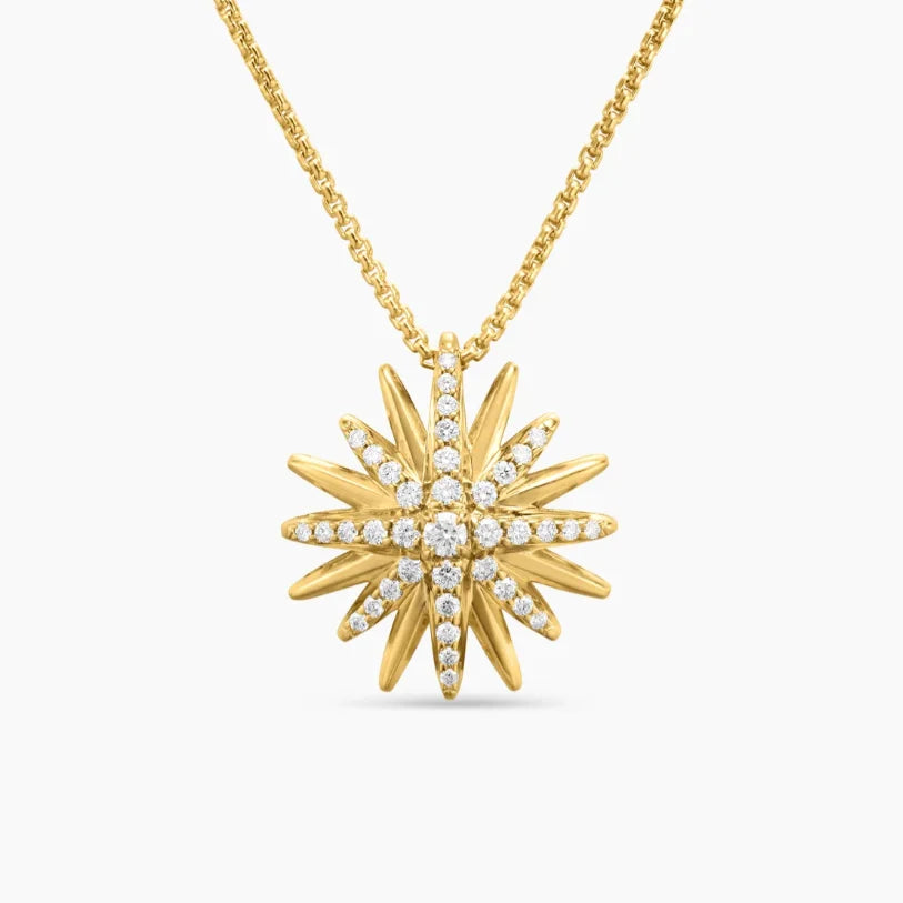 DY High-Quality Silver-Plated 19mm Sunflower Diamond Necklace. Gold-Plated Diamond Necklace. Jewelry Wholesale.