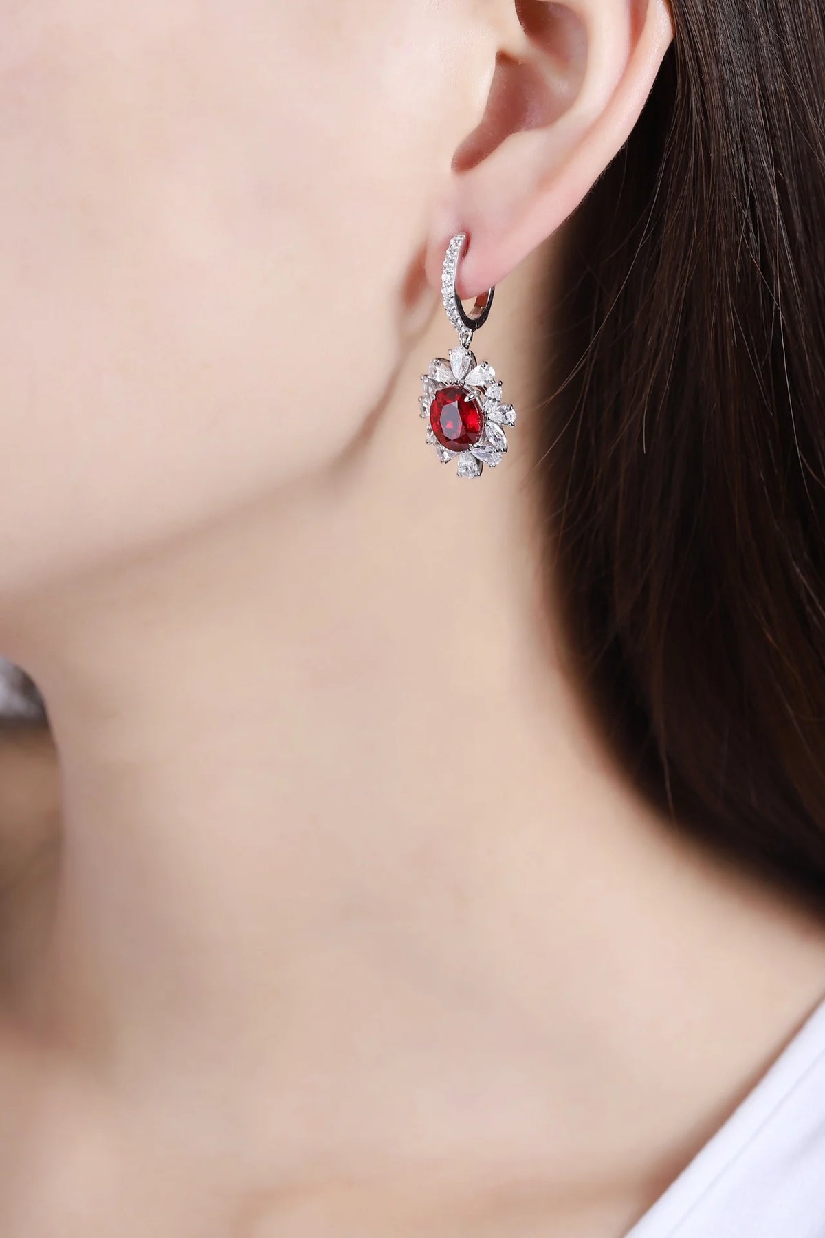 S&S Lab Grown Ruby 925 Silver Bridal Jewellery Set | Oval Cut Vintage Ring, Necklace & Earrings | S&S Collection
