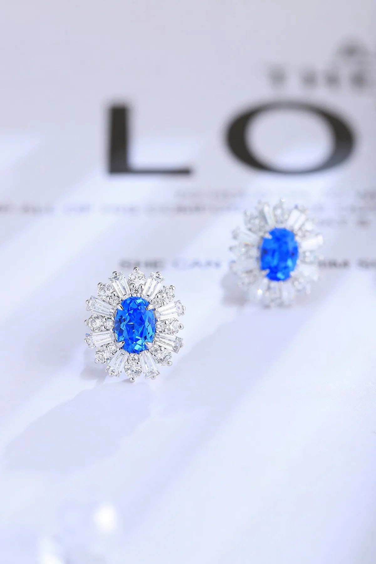 Gemfiori Anster High Quality S925 Lab Grown Cobalt Spinel Earring Stud Dainty Gemstone Stud Earrings for Women Daily Wear Gift