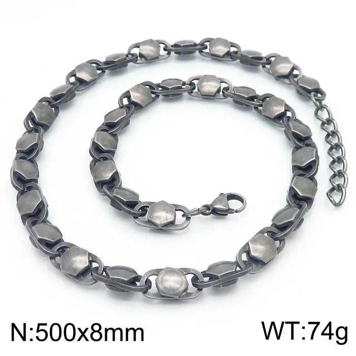 REBEL Vintage Gold/Silver/Black/Rose Gold Stainless Steel Buckle Links 500mm Necklace&200mm Bracelet Jewelry Set