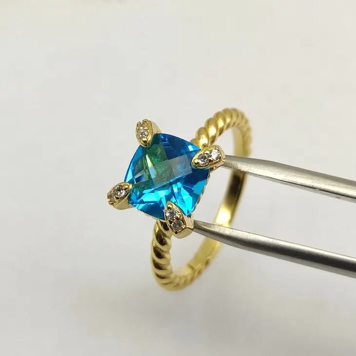 FASHIONISTA DY High-Quality Silver-Plated Diamond-Set Rings, Gold-Plated Colored Gemstone-Set Rings, Jewelry