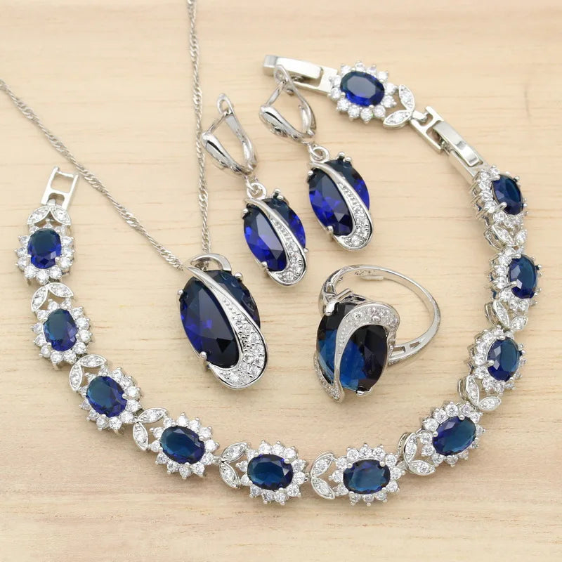 XOTICA Women's Silver White Gold Bridal Jewelry Set for Weddings Includes Earrings Pendant Bracelet Zircon for Parties