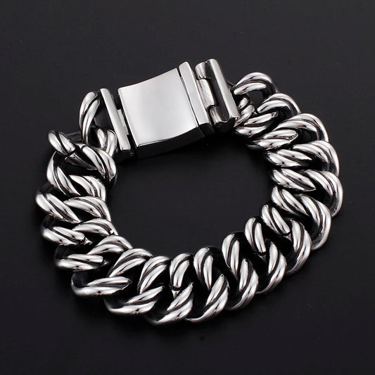 Viking Chunky Casting Rope Chain Bracelet – 316L Stainless Steel | Men's Wide Link Bangle