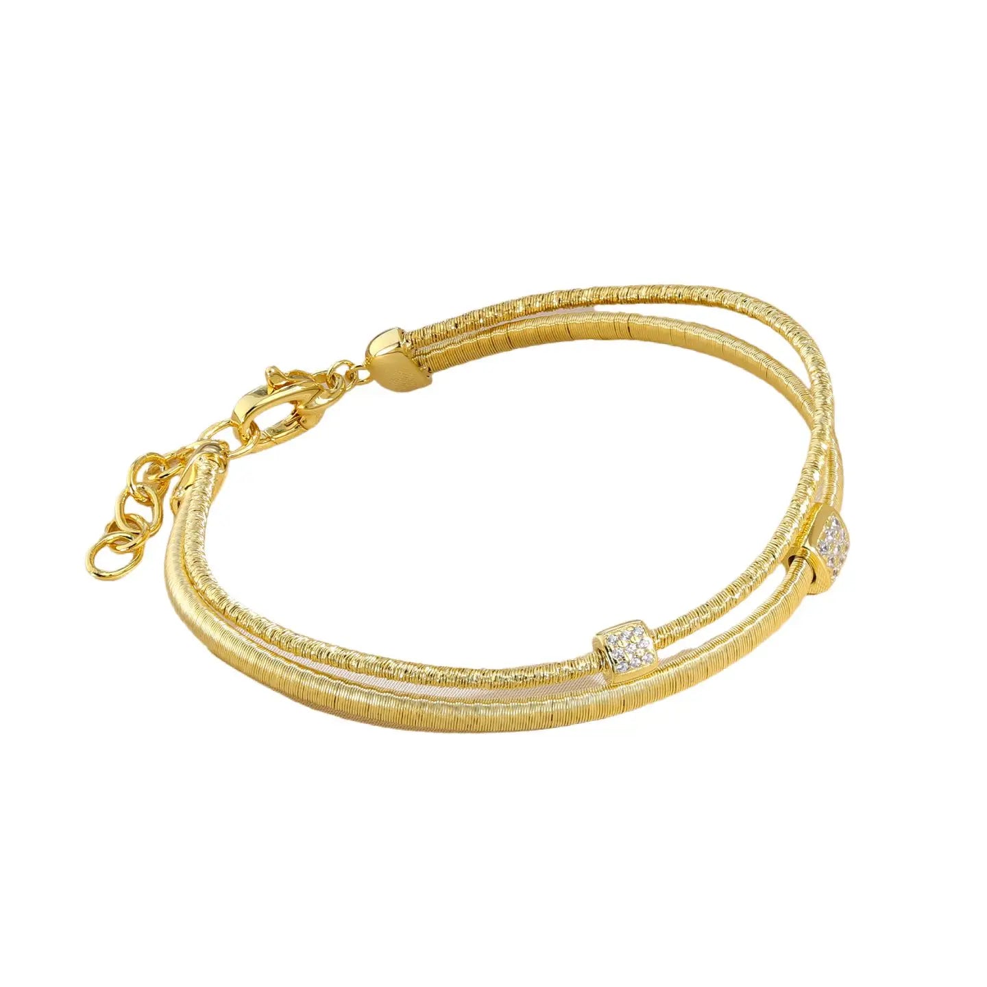 MuShan Jewelry Factory S925 Pure Silver Gold String Chain Bracelet for Women's High Carbon Diamond Light Luxury Jewelry
