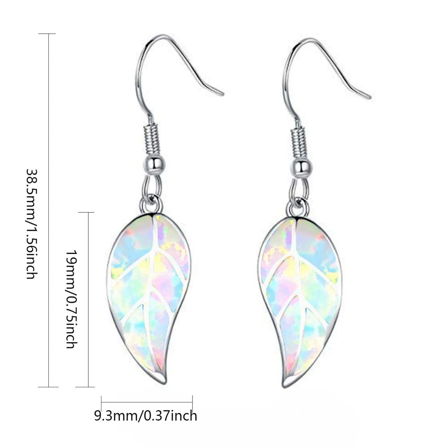 TikTok Viral Ocean Leaf Brass Opal Christian Plant Pendant Earrings Boho Beach Dainty Jewelry