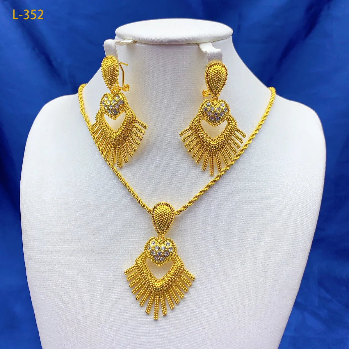 Dubai Bridal 24K Gold Plated Pendant Necklace & Earrings Set | Luxury Brass Jewellery | 15 Styles