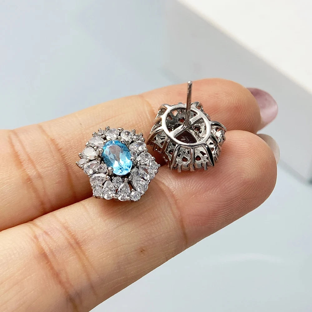 Gioiellieri Natural Topaz Stud Earrings for Women S925 Sterling Silver Jewellery Fine Jewelry Fashion Accessories Wedding Gift Jewels 925