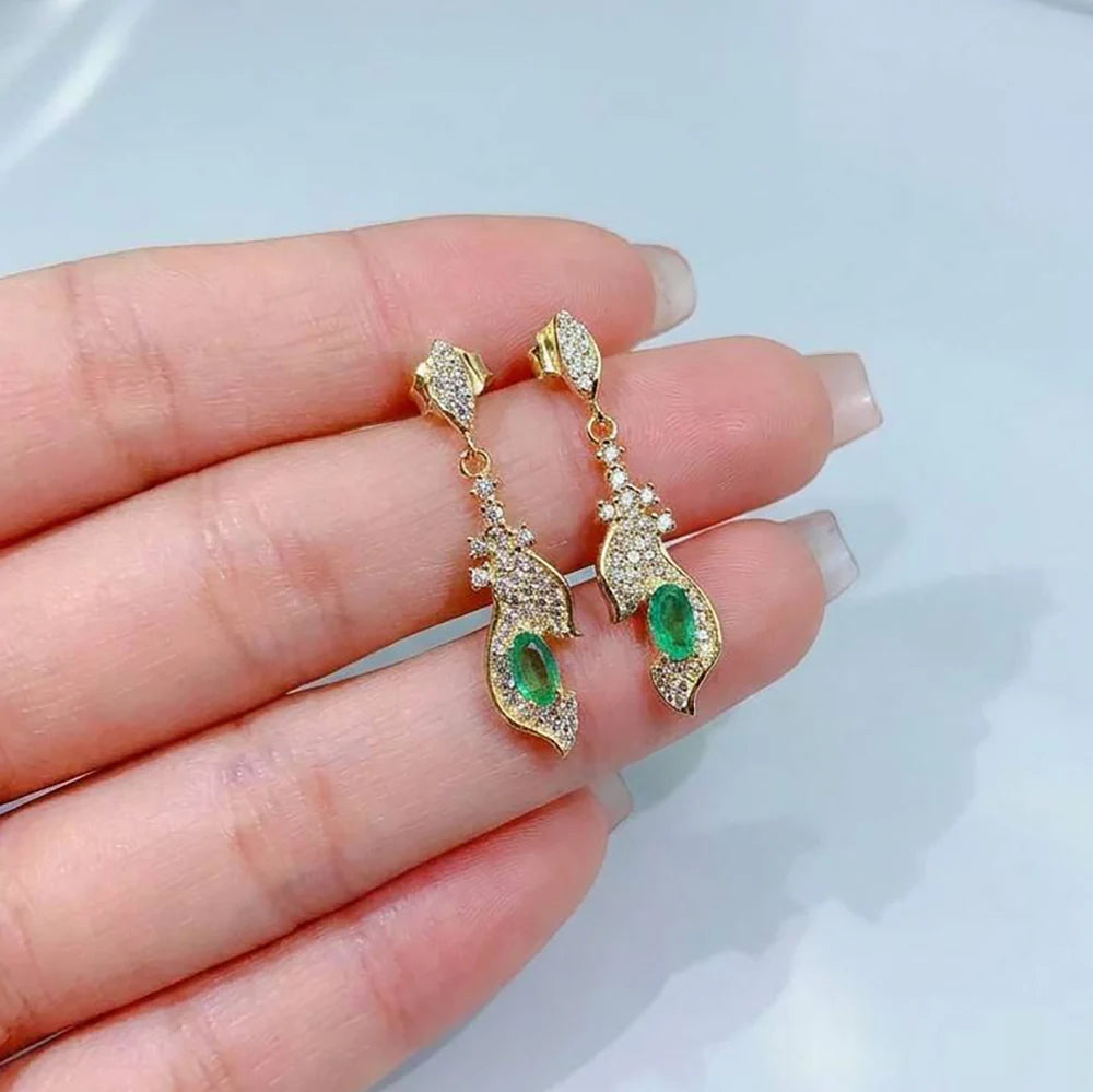 Gioiellieri Luxury S925 Stamped Silver Oval Cut Natural Emerald Earrings for Women Earth Mined Green Gemstone Wedding Anniversary Gift