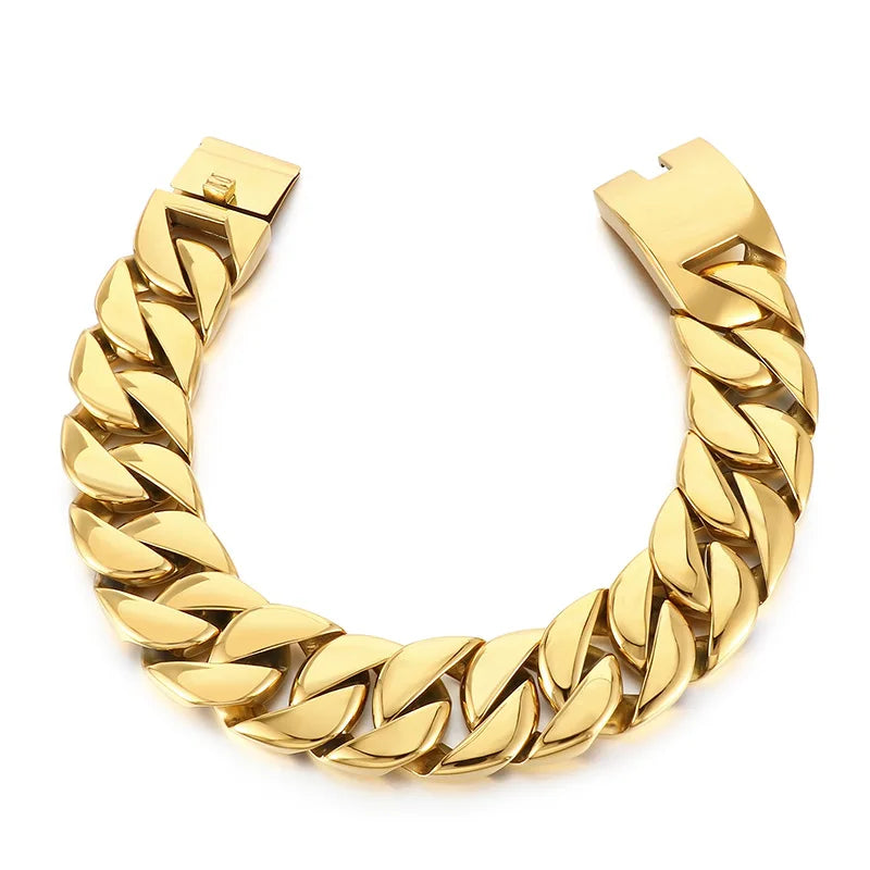 S&S European American Hip-Hop Fashion Coarse Cuban Chain Necklace Men Women 316L Stainless Steel Bracelet