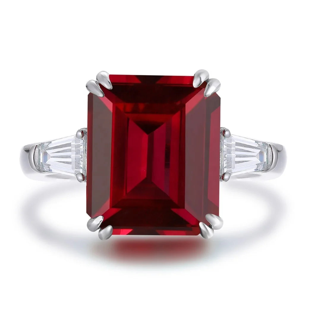 Gemfiori New Arrivals: Red Silver-plated Style. Women's Ring. Promise Anniversary Jewelry Gift Casual Jewelry. Customizable in Material