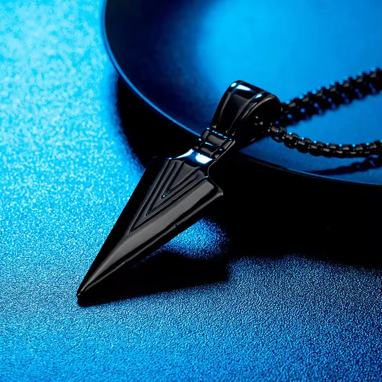 REBEL Hip Hop Box Chain Necklaces Arrow Stainless Steel Black Plating for Men Anniversary Party Gifts Fashion Pendant Necklace Jewelry