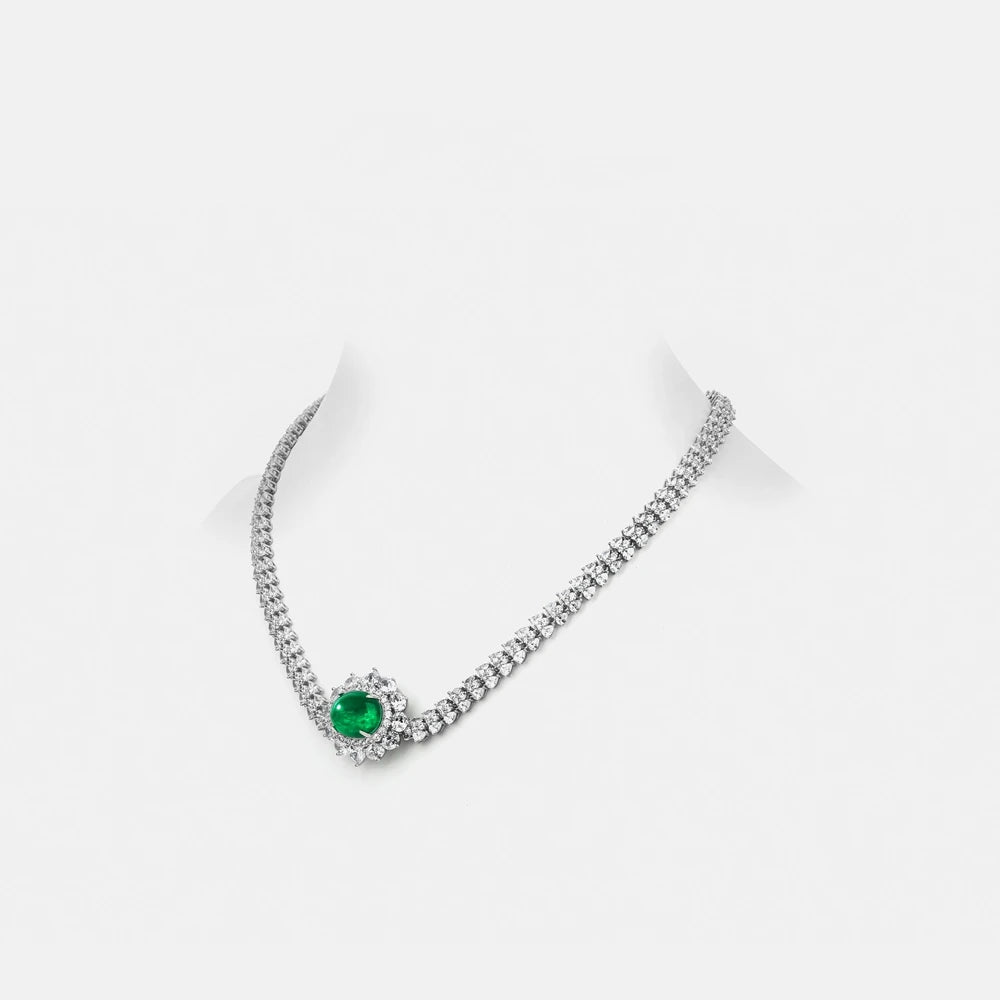 MUSHAN Jewelry Factory S925 Sterling Silver Necklace Light Luxury Electroplated White Gold High Carbon Diamond Jewelry