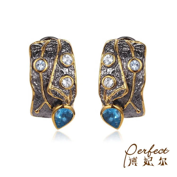 Fashion Thailand Costume 925 Sterling Silver Stud Earrings Jewelry for Women