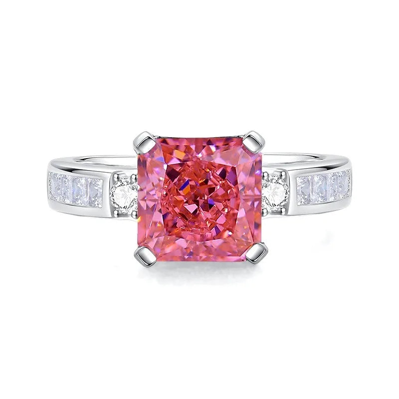 Wholesale Waterproof 5A 8A Pink Cubic Zirconia Rings 925 Sterling Silver OEM ODM Custom Factory Direct Ring Jewelry Manufacturer