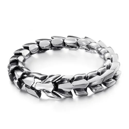 REBEL VIKING Dragon Keel Chain Bracelet – 316L Stainless Steel Silver