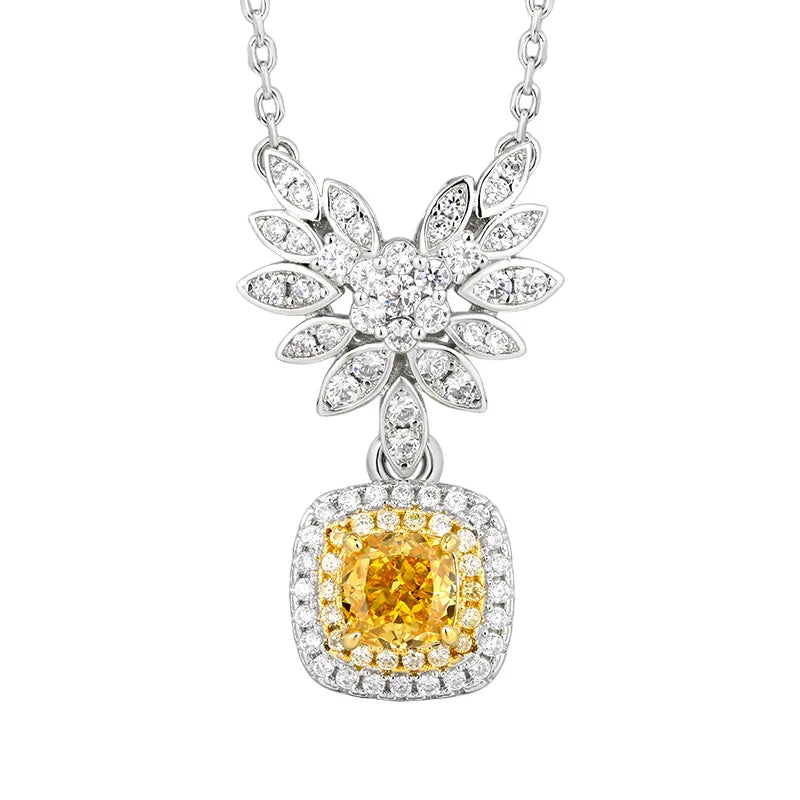Gemfiori Sweet Princess Angel Wings Square Apple Green Zircon Pendant Light Luxury Fashion Design High Quality Texture Jewelry