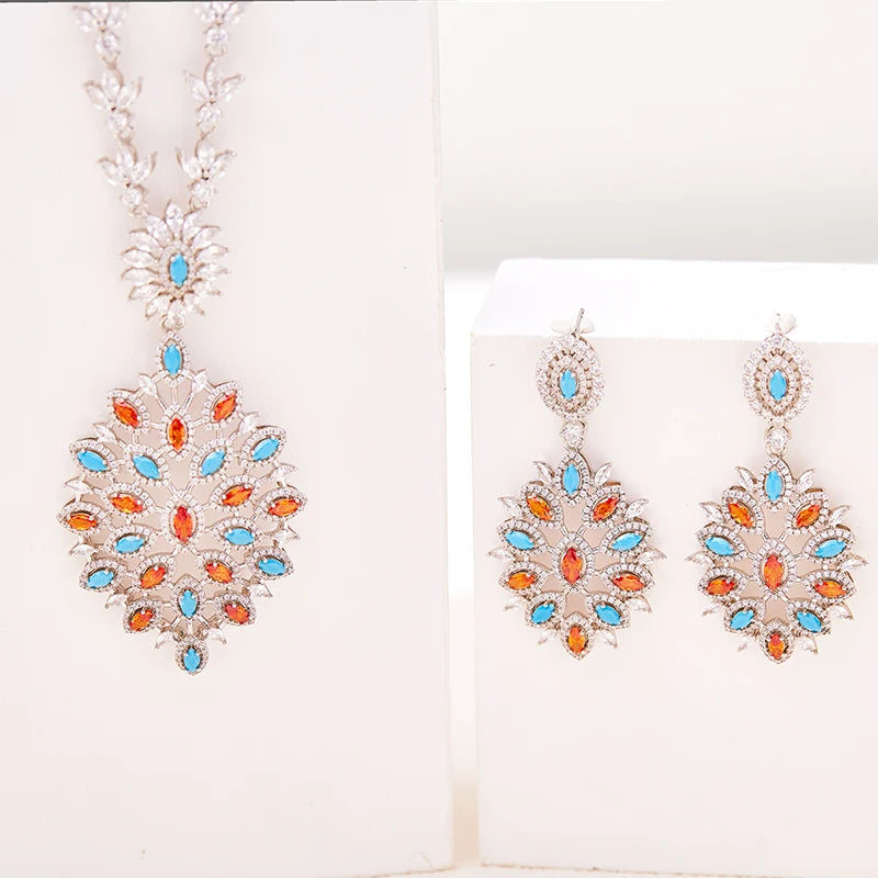 What Are You Still Looking for Premium Jewelry Necklace Earring Set Women's Long Color Sweater Chain