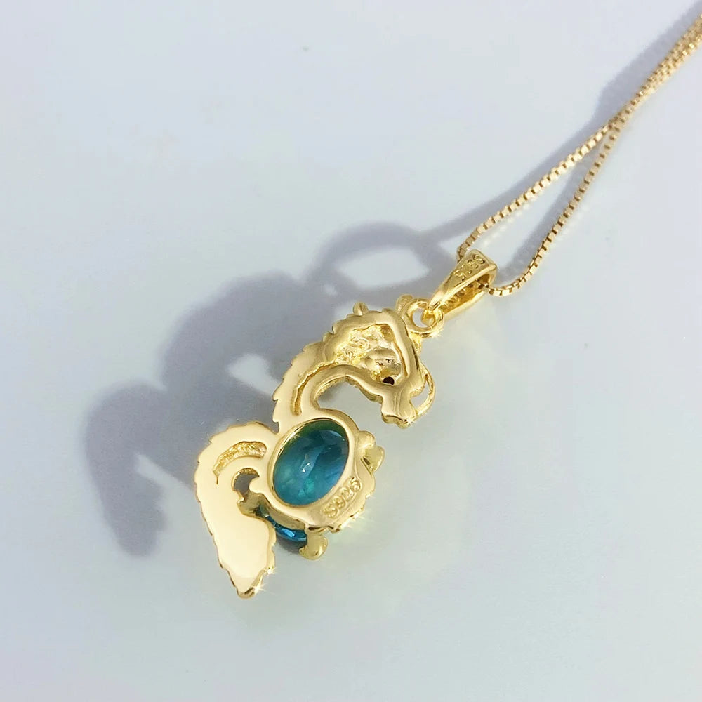 Gioiellieri 925 Sterling Silver Swiss Blue Topaz Pendant with Natural Gemstone for Women Wedding Party Wear High End Fine Jewelry Necklace