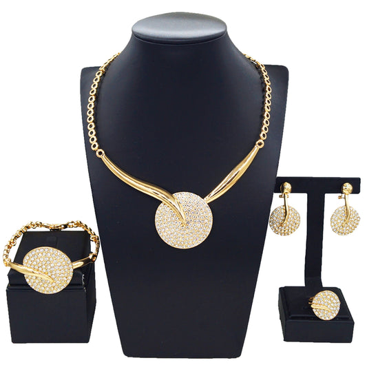 Zhuerrui Customized African Gold Jewelry Sets Simple Silver Bead Necklace Jewelry Set High Quality Bridal Wedding Gift HC23192