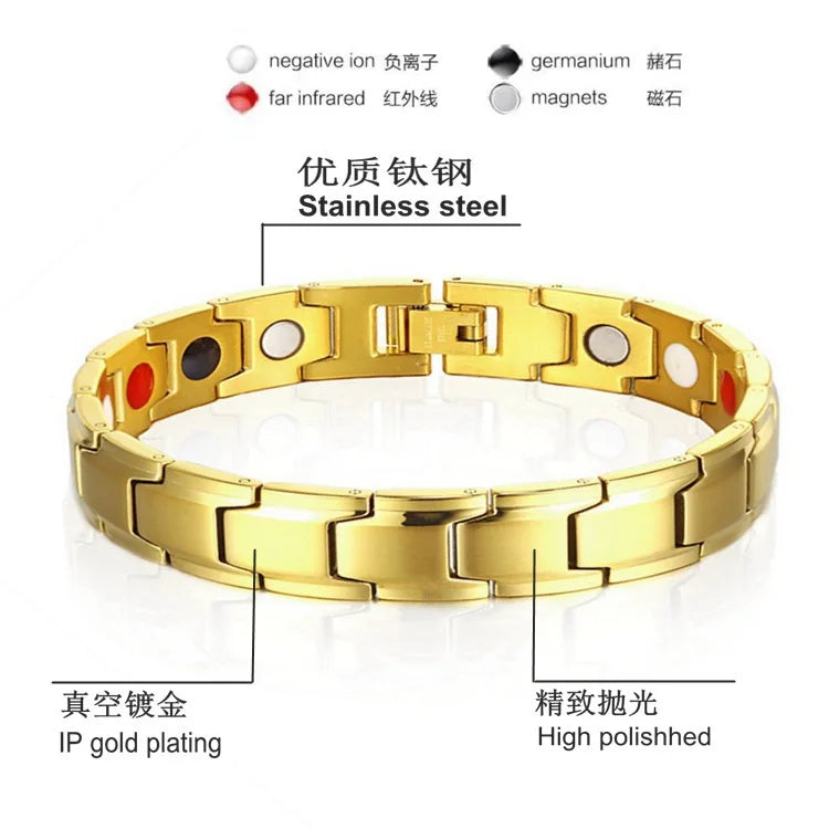 Magnetic Therapy Bracelet Health Care Germanium Energy Magnetic Therapy Titanium Steel Bracelet for Men