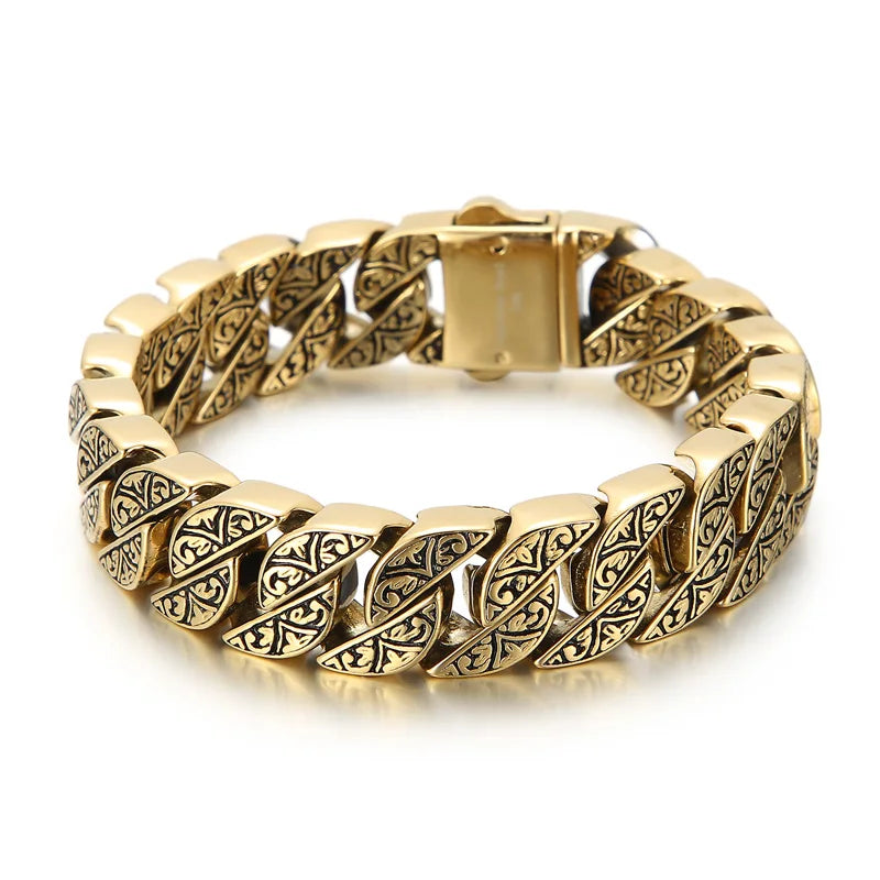 KALEN Medieval Style Jewelry Fashion Bracelets Stainless Steel Gothic Links Bracelet for Men