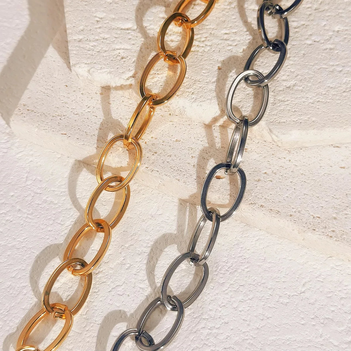FASHIONISTA Non Tarnish Waterproof Choker Women Stainless Steel Chain Jewelry Making PVD Gold Plated Chunky Necklace DIY Handmade Link Chain