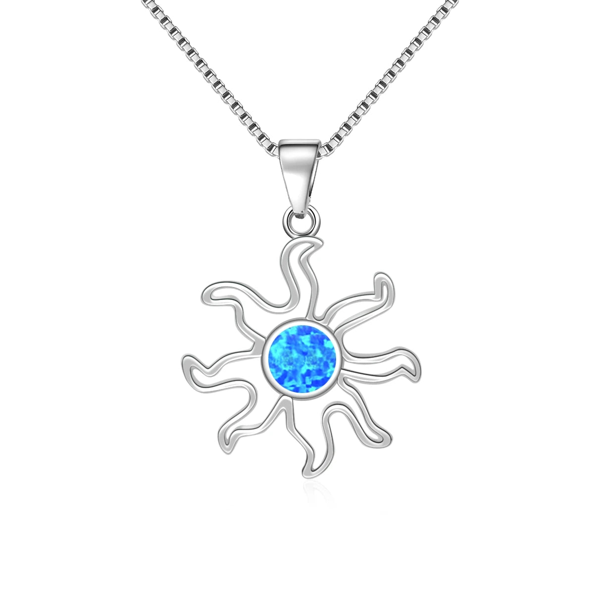 Shimmering Open Frame Necklace Aobao Opal Inlaid Pendant Fashion Jewelry