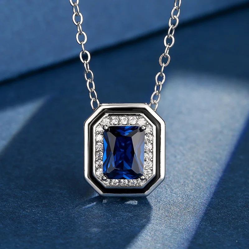 Gemfiori Jewelry Set for Women Summer New Light Luxury Temperament Niche Design Haibao Blue Small Sugar Pendant Jewelry Set