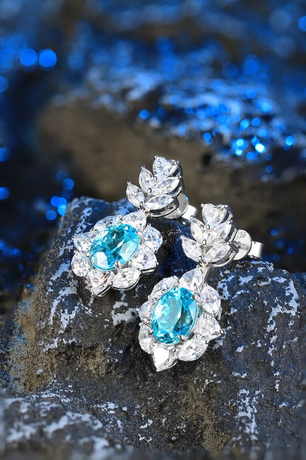 Gemfiori Anster High Quality S925 Lab Grown Paraiba Earring Stud Dainty Gemstone Stud Earrings for Women Daily Wear Gift
