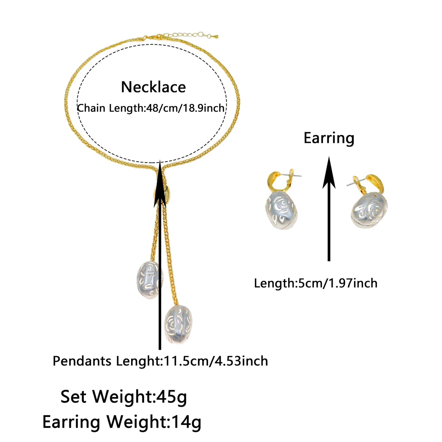 Zhuerrui New Gold-Plated Exquisite Jewelry Two-Piece Set Necklace Earrings Every Day Fashion Exquisite Women's GiftsHV22005225