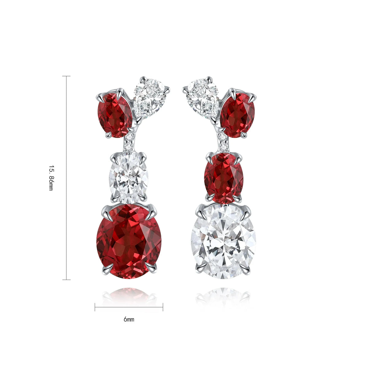 Gemfiori Anster High Quality S925 Lab Grown Ruby Earring Stud Dainty Gemstone Stud Earrings for Women Daily Wear Gift