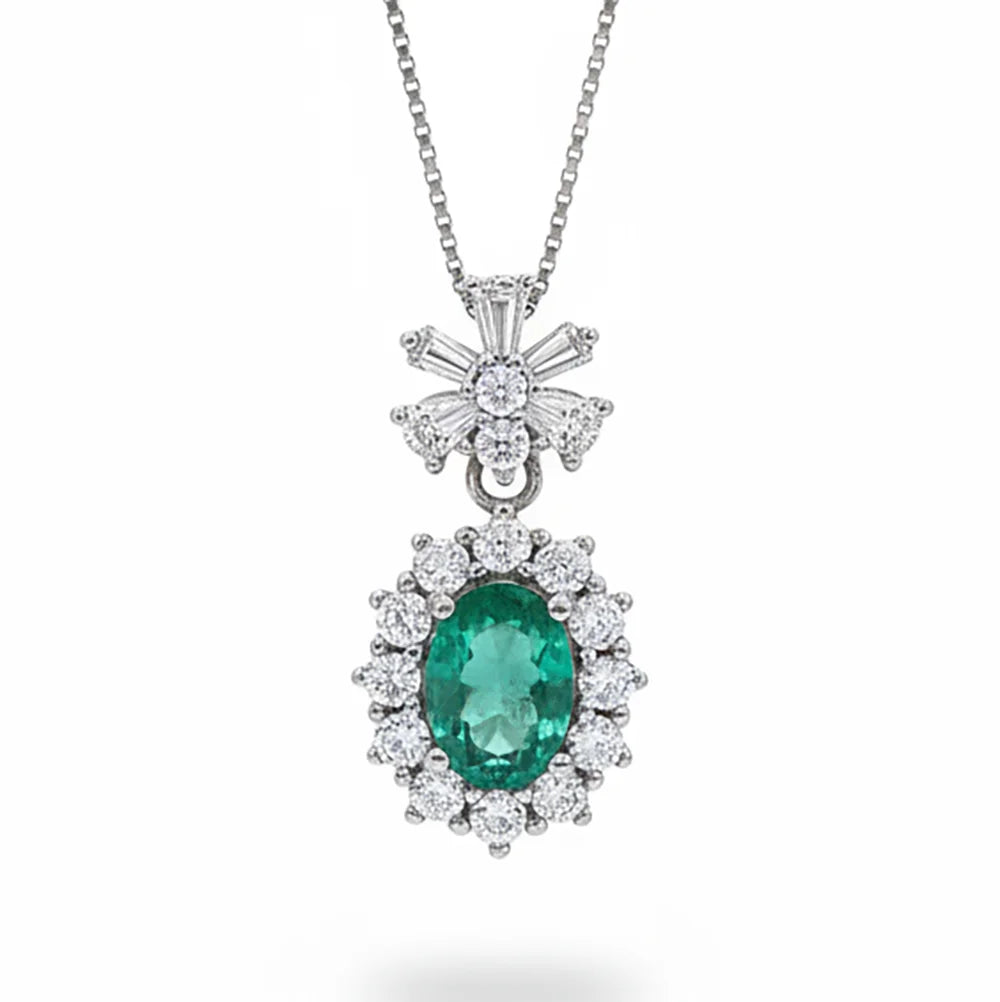 Gioiellieri Natural Green Emerald Jewelry for Women with 925 Sterling Silver Pendant May Birthstone Fine Jewelry Wedding Anniversary Choice