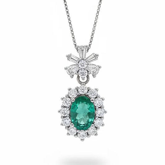 Gioiellieri Natural Green Emerald Jewelry for Women with 925 Sterling Silver Pendant May Birthstone Fine Jewelry Wedding Anniversary Choice