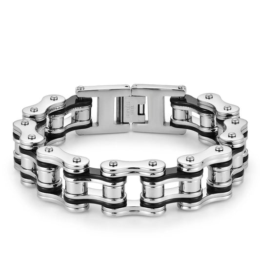 For High-End Stainless Steel Motorcycle Chain Biker Bracelet Cross-Border Simple Rock Men's Fashion Jewelry